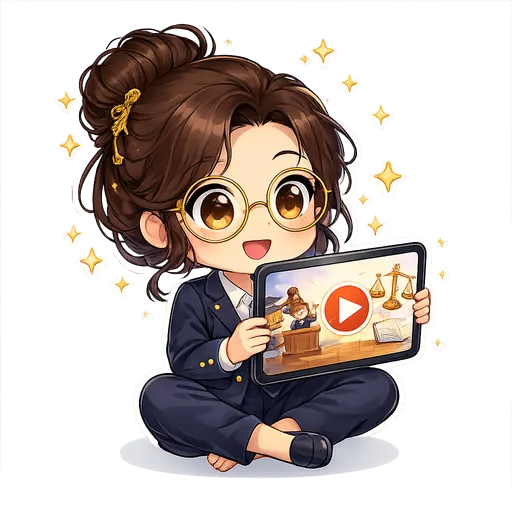 Aluna chibi assistindo a uma videoaula desenhada no tablet