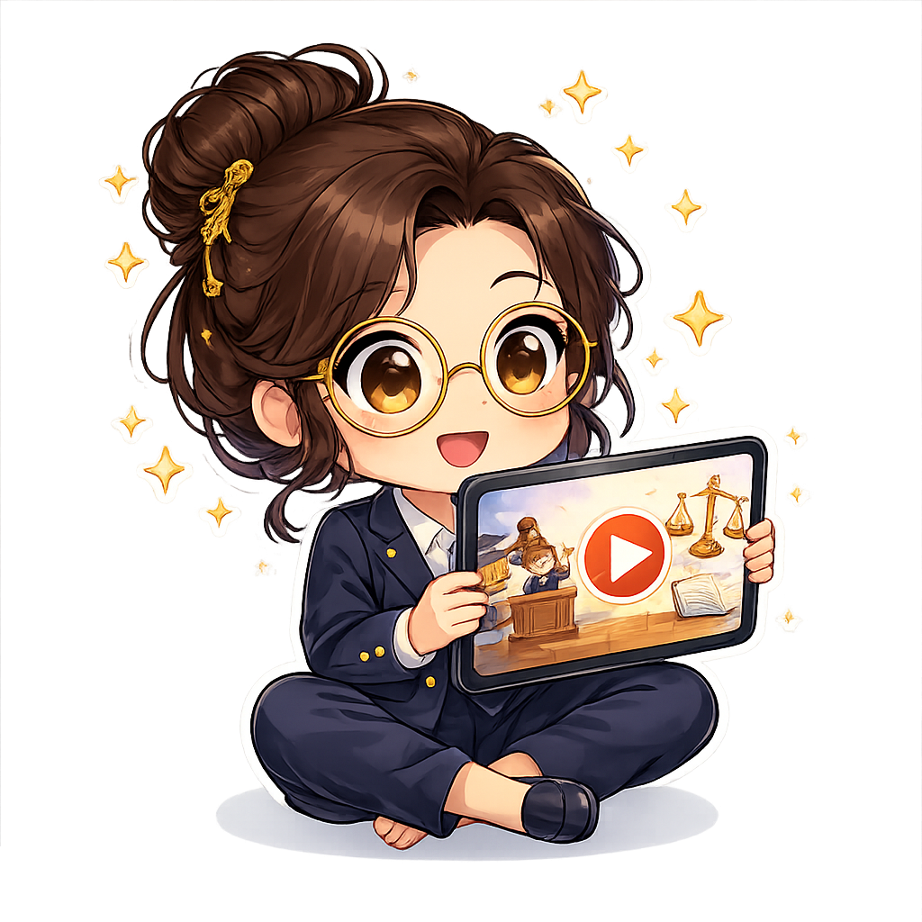Aluna chibi assistindo a uma videoaula desenhada no tablet