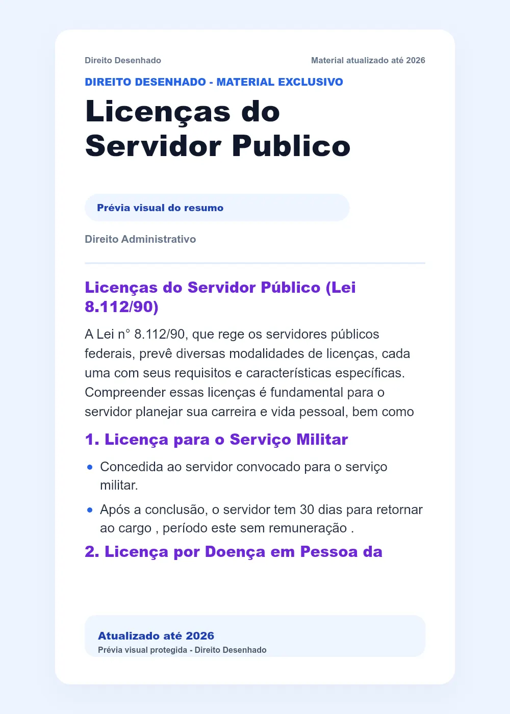 Resumos de Direito Administrativo: Licenças do Servidor Publico