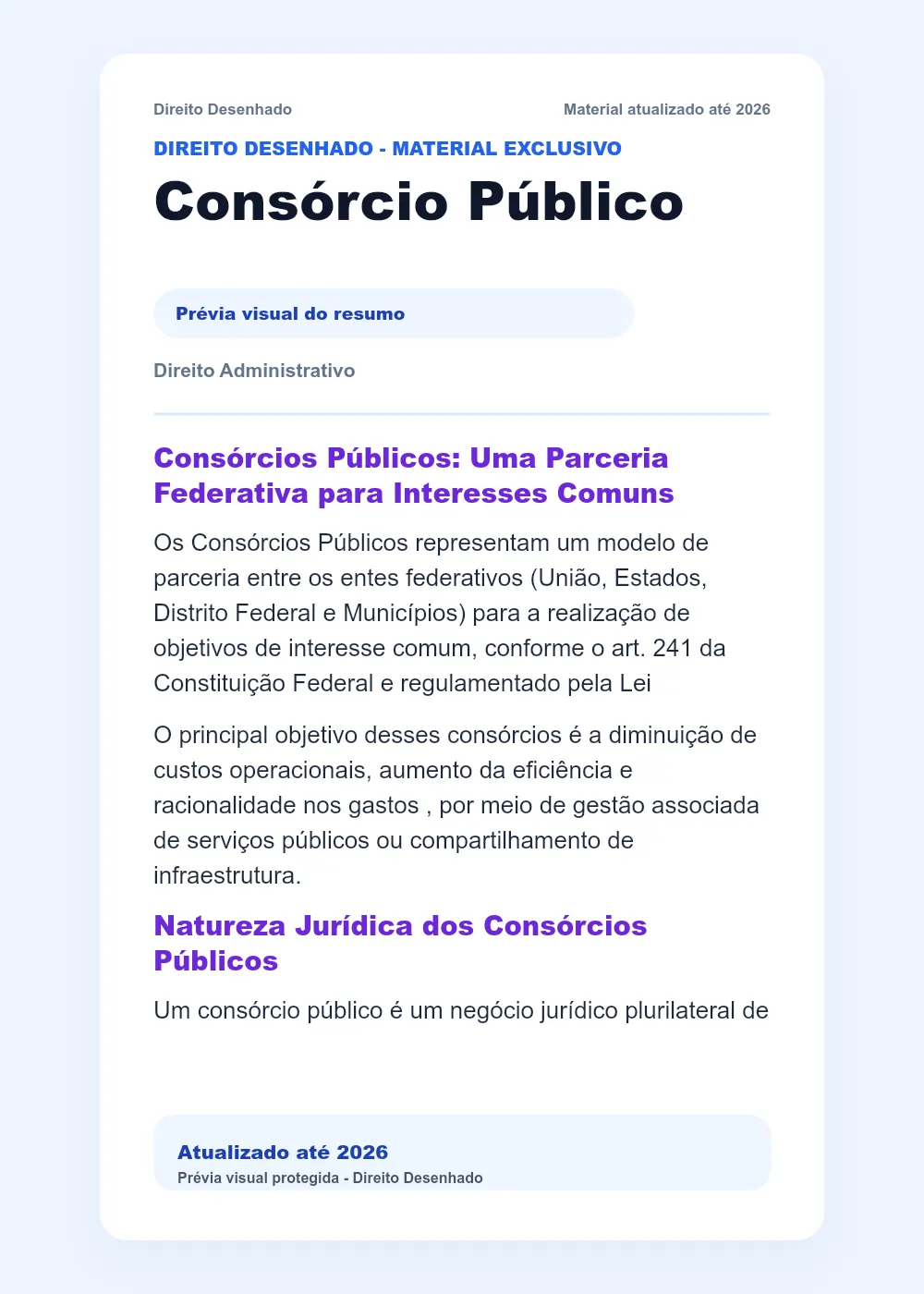 Resumos de Direito Administrativo: Consórcio Público