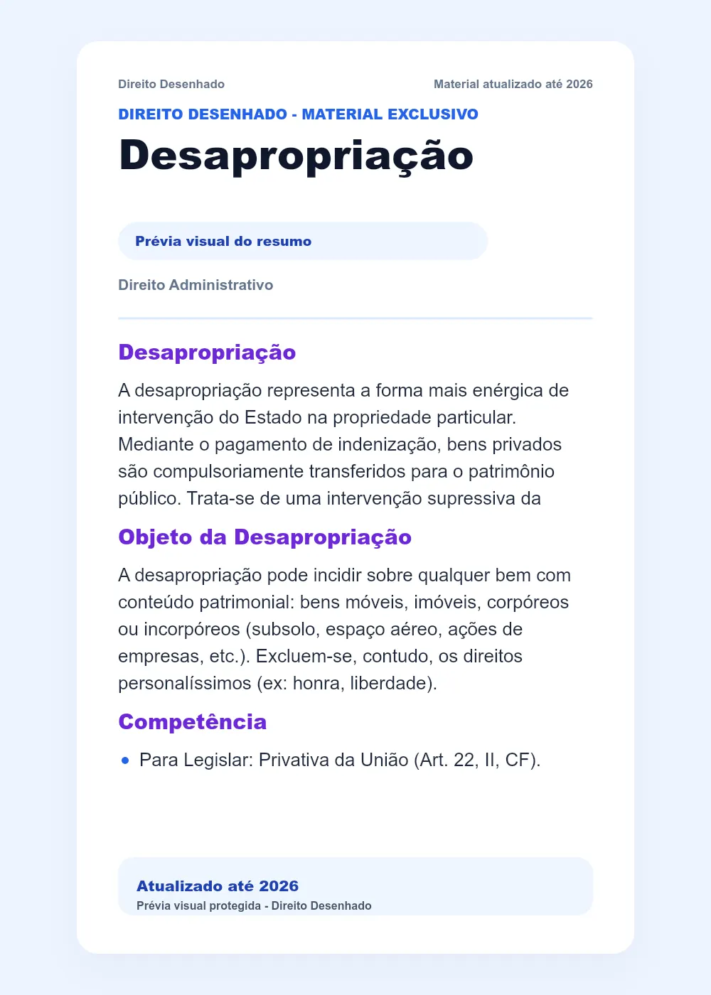Resumos de Direito Administrativo: Desapropriação