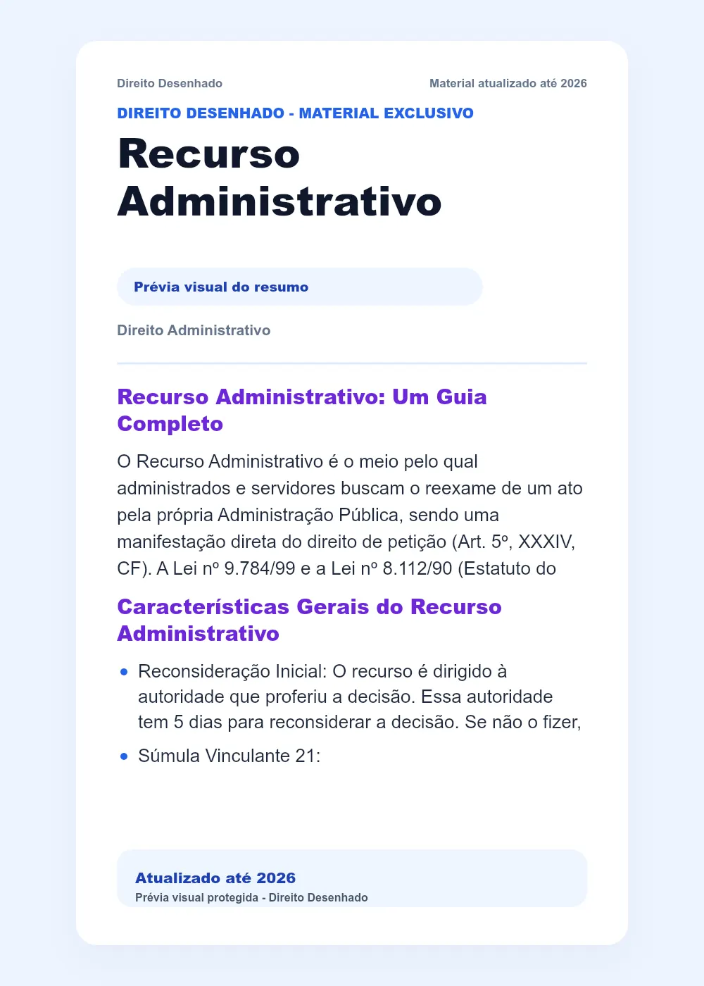 Resumos de Direito Administrativo: Recurso Administrativo