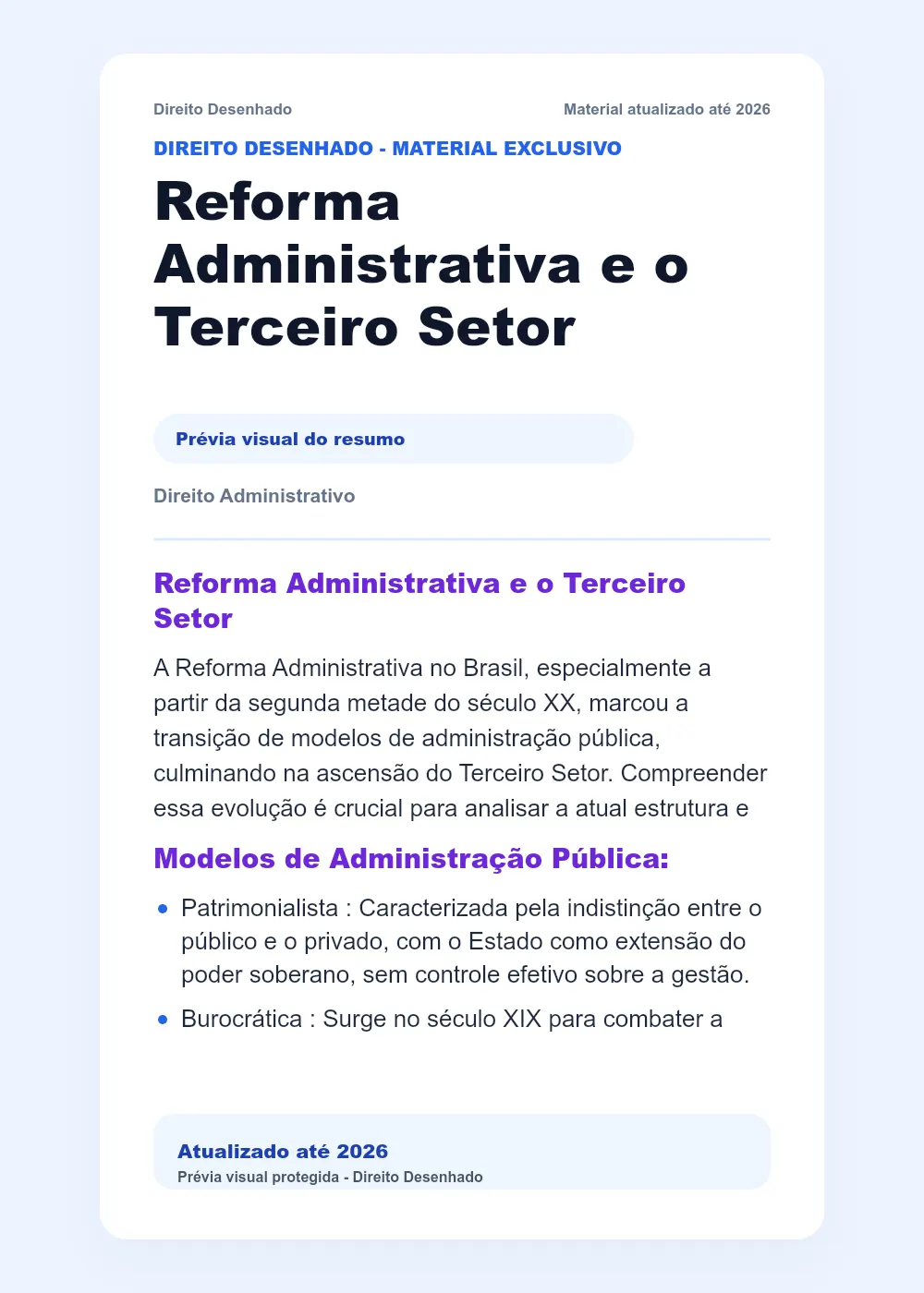 Resumos de Direito Administrativo: Reforma Administrativa e o Terceiro Setor