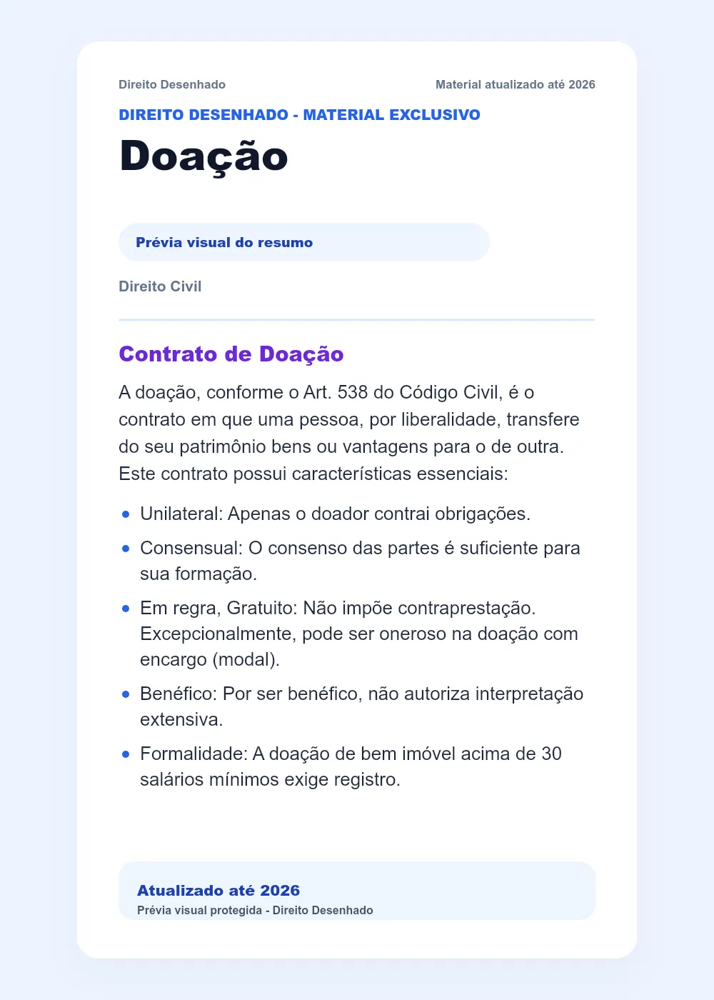 Resumos de Direito Civil: Doação