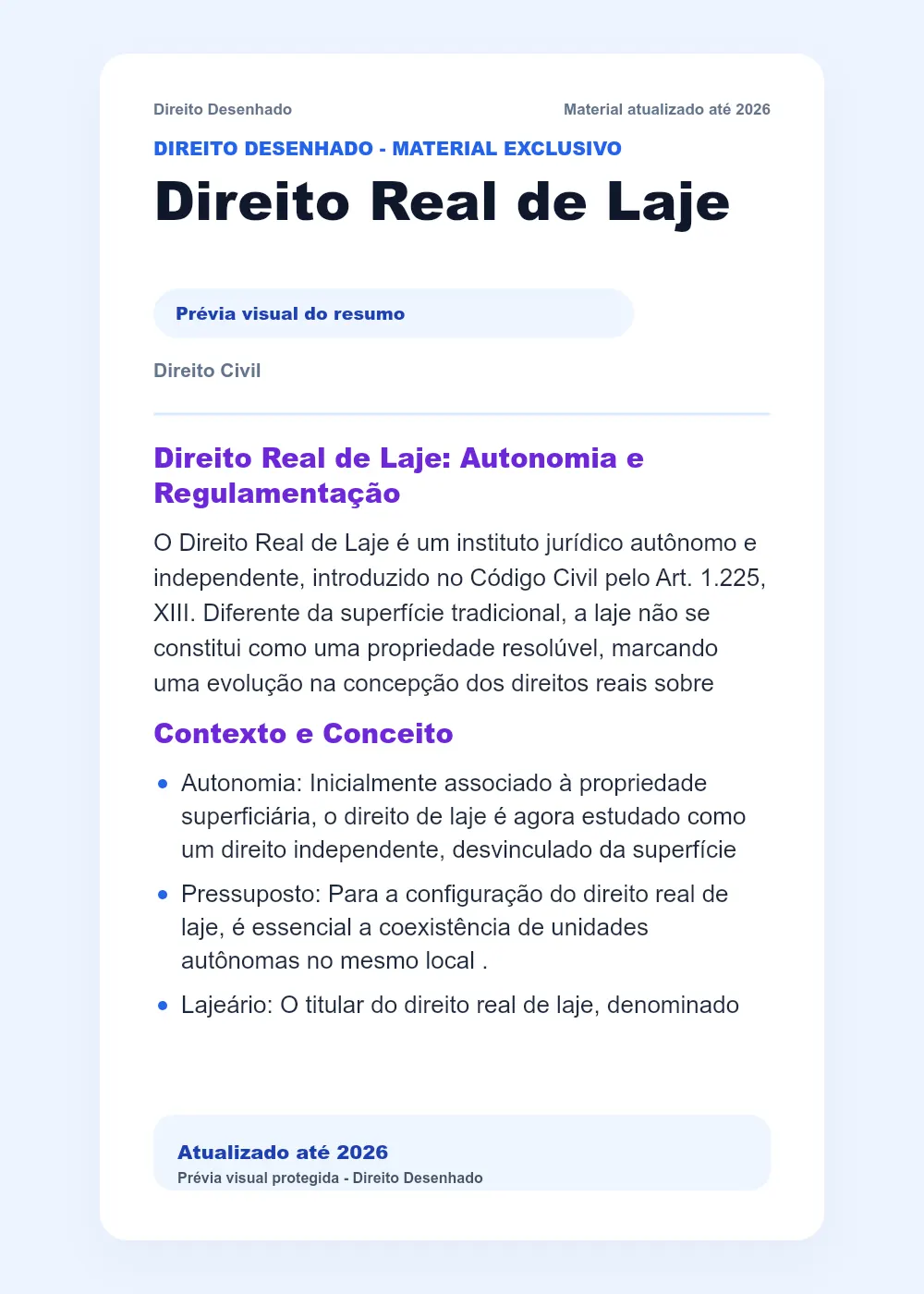 Resumos de Direito Civil: Direito Real de Laje