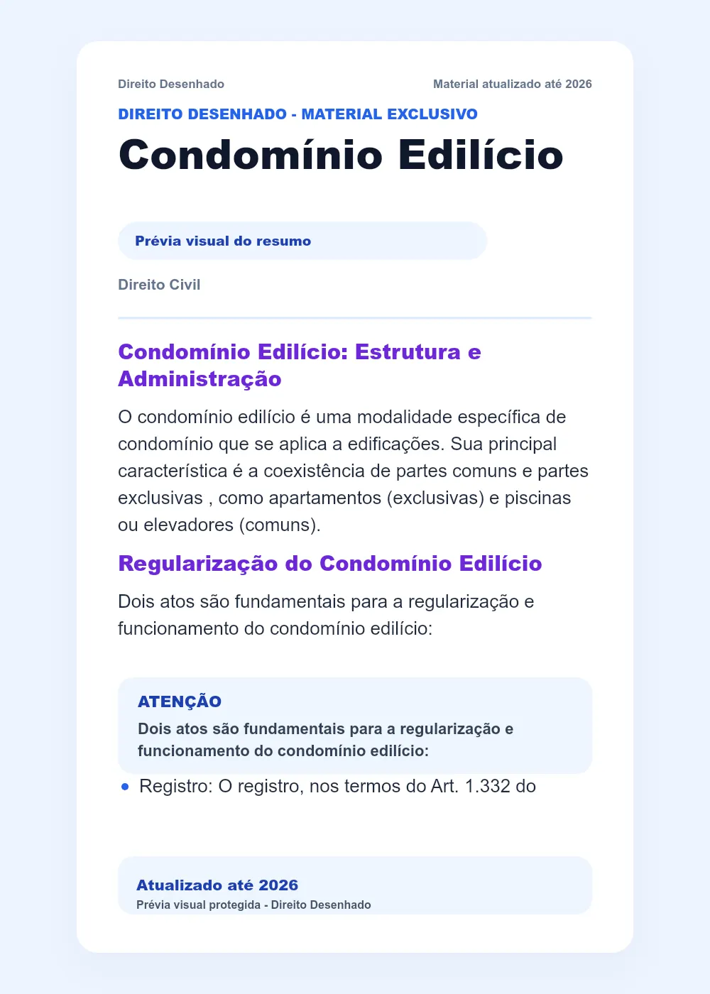 Resumos de Direito Civil: Condomínio Edilício