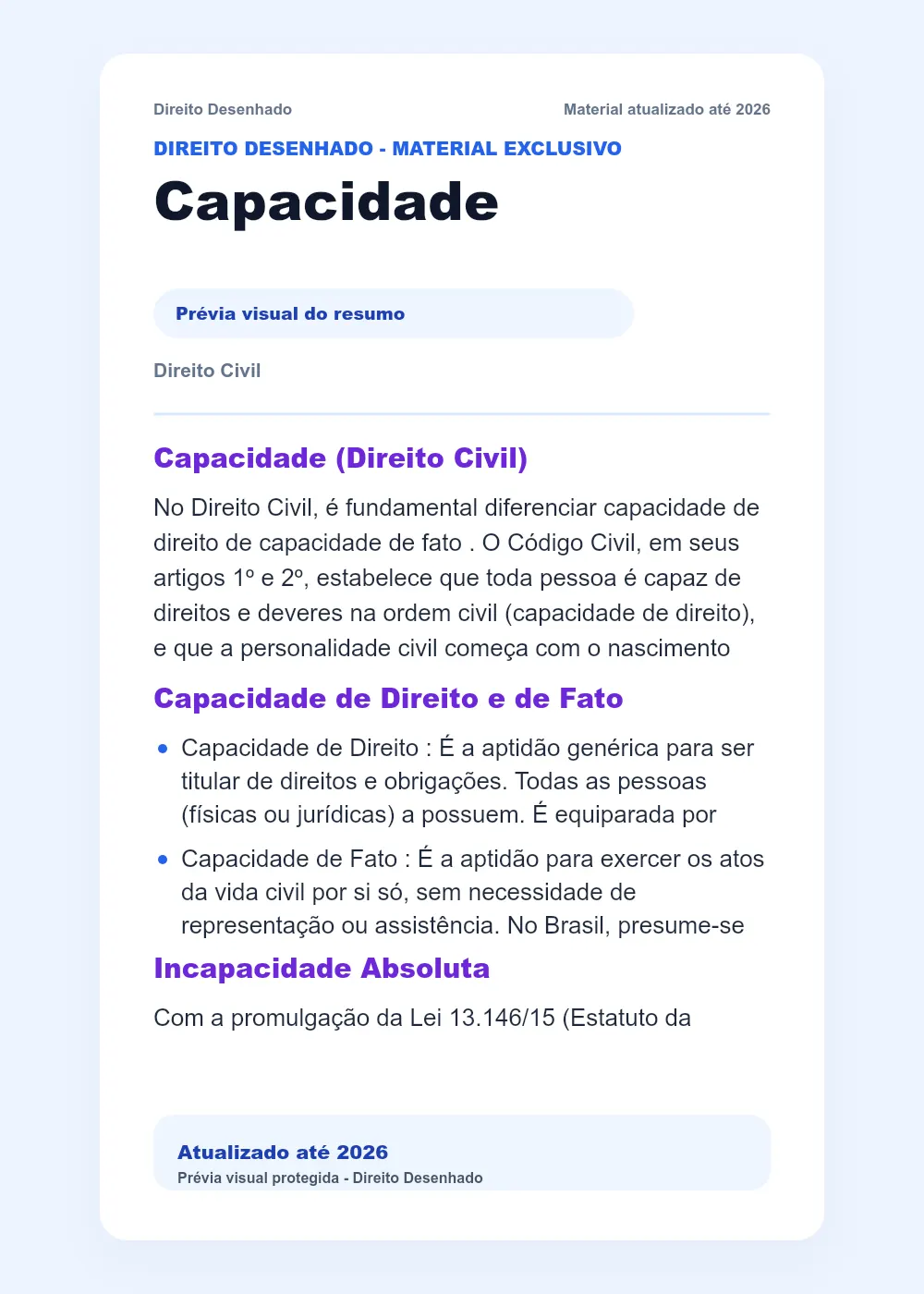 Resumos de Direito Civil: Capacidade