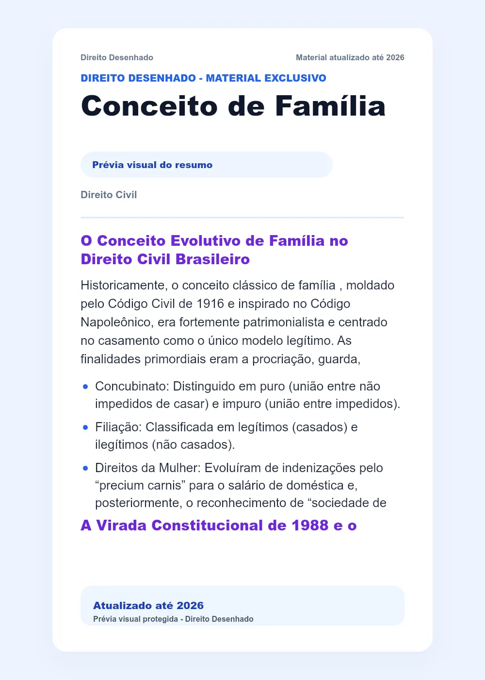 Resumos de Direito Civil: Conceito de Família