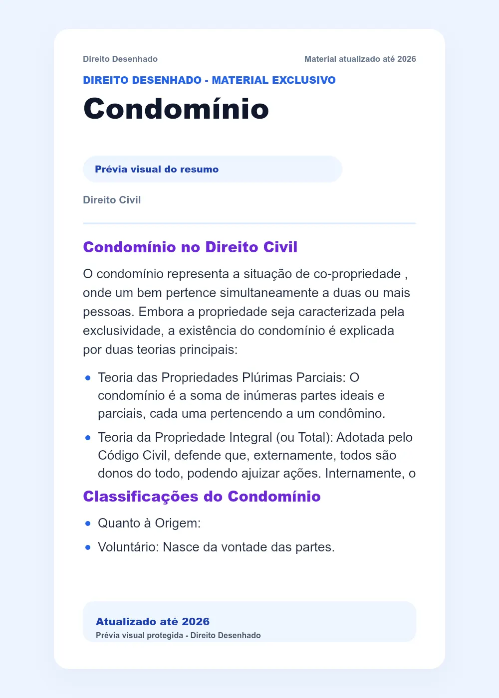 Resumos de Direito Civil: Condomínio