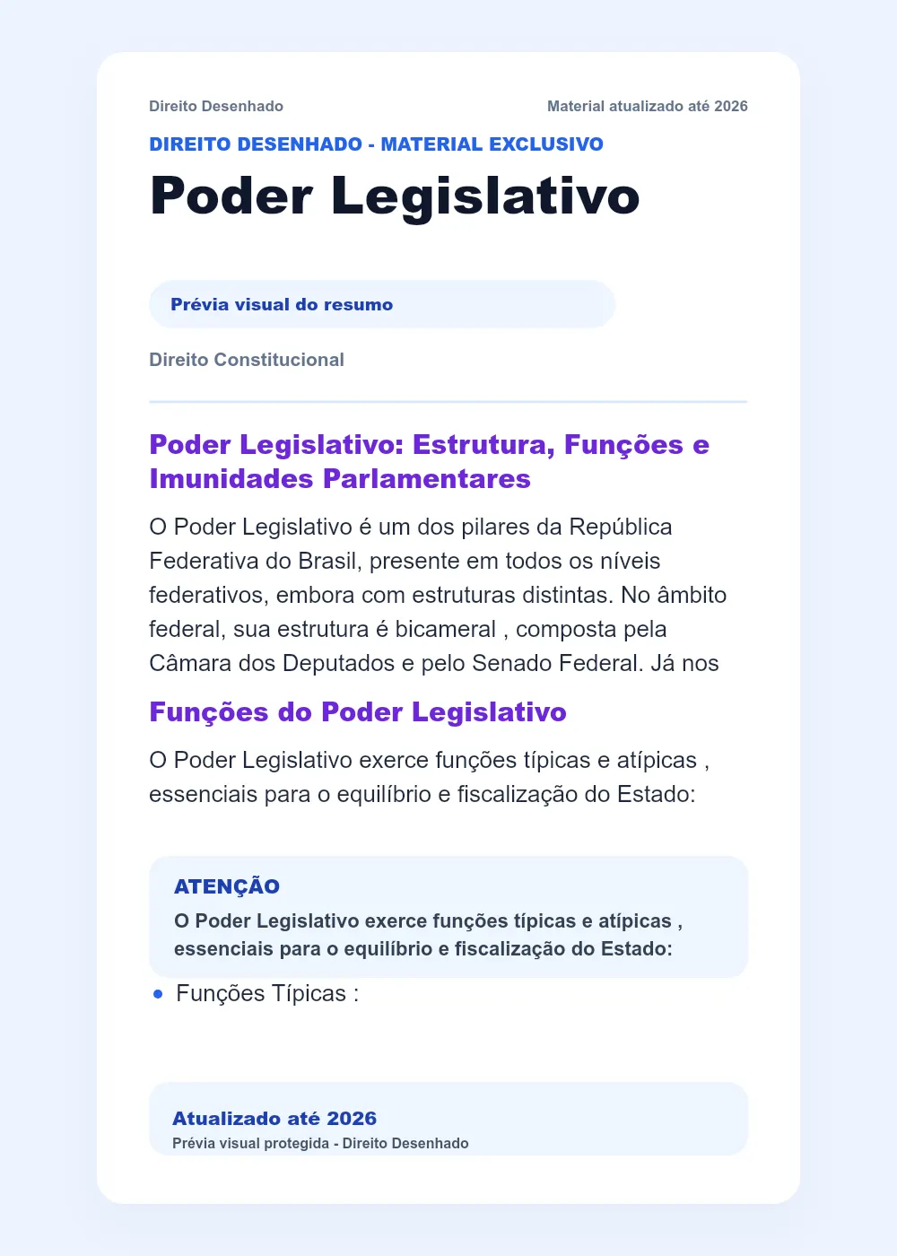 Resumos de Direito Constitucional: Poder Legislativo