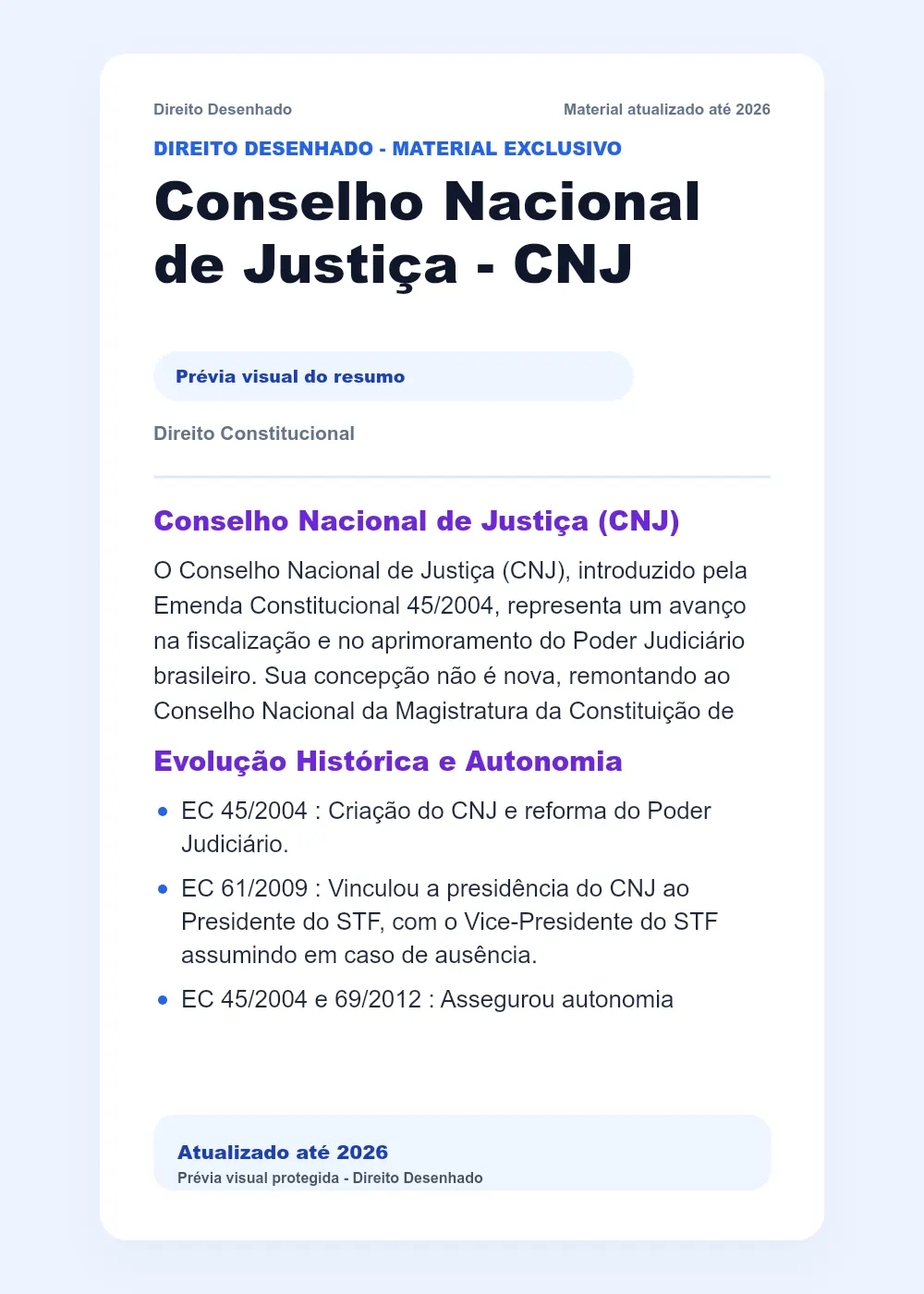 Resumos de Direito Constitucional: Conselho Nacional de Justiça - CNJ