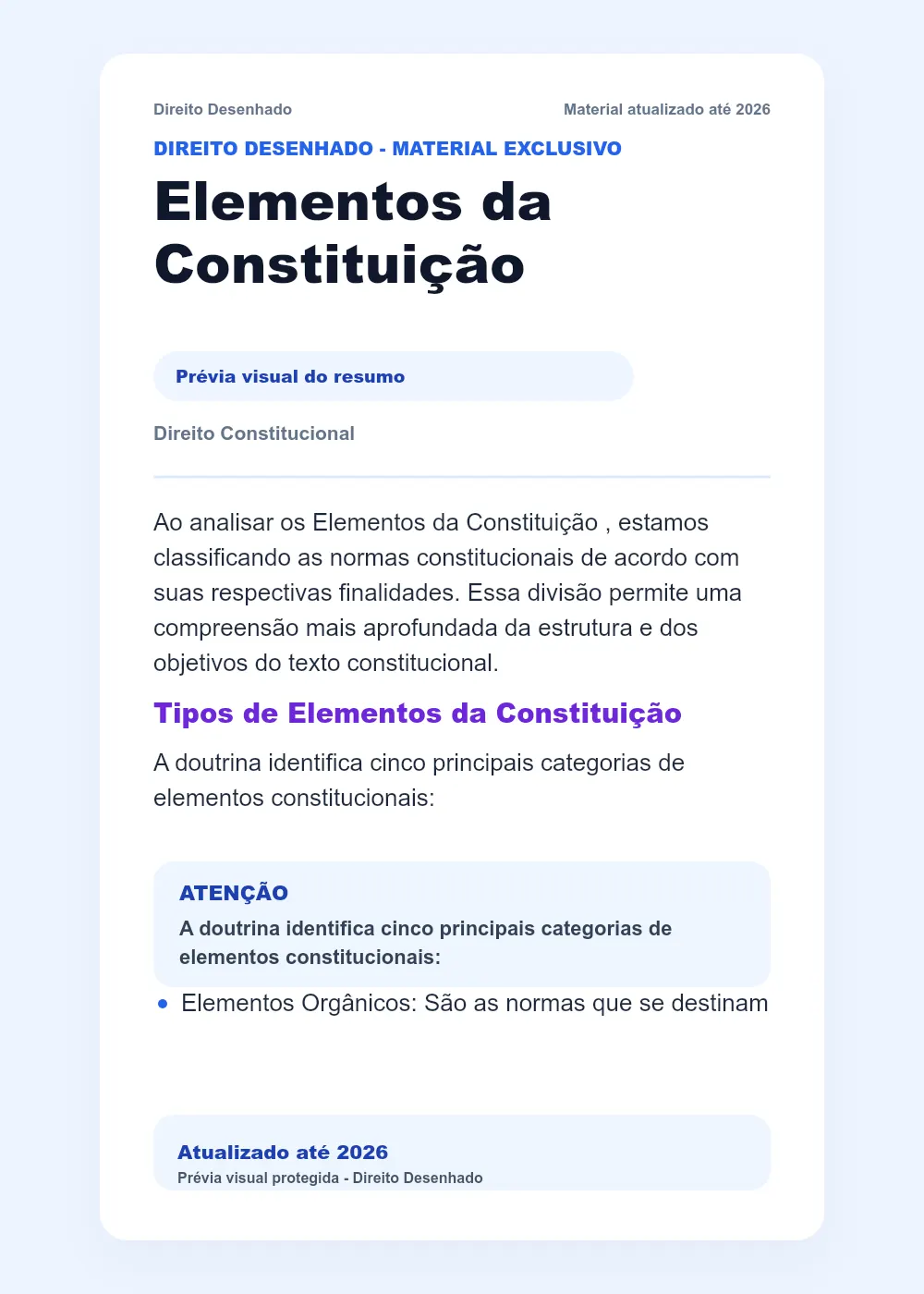 Resumos de Direito Constitucional: Elementos da Constituição