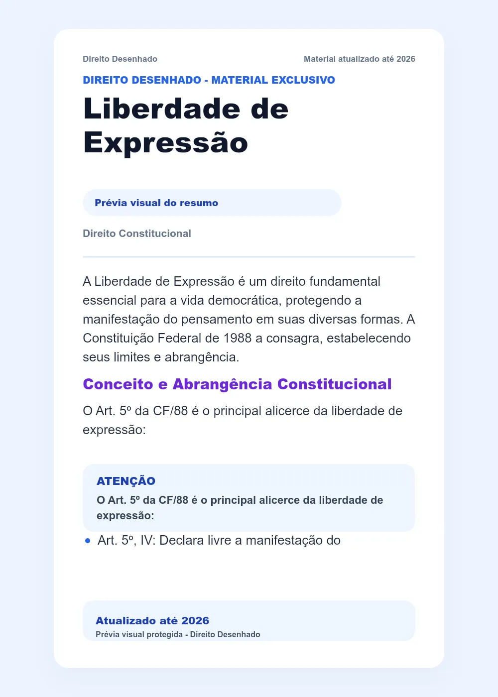 Resumos de Direito Constitucional: Liberdade de Expressão