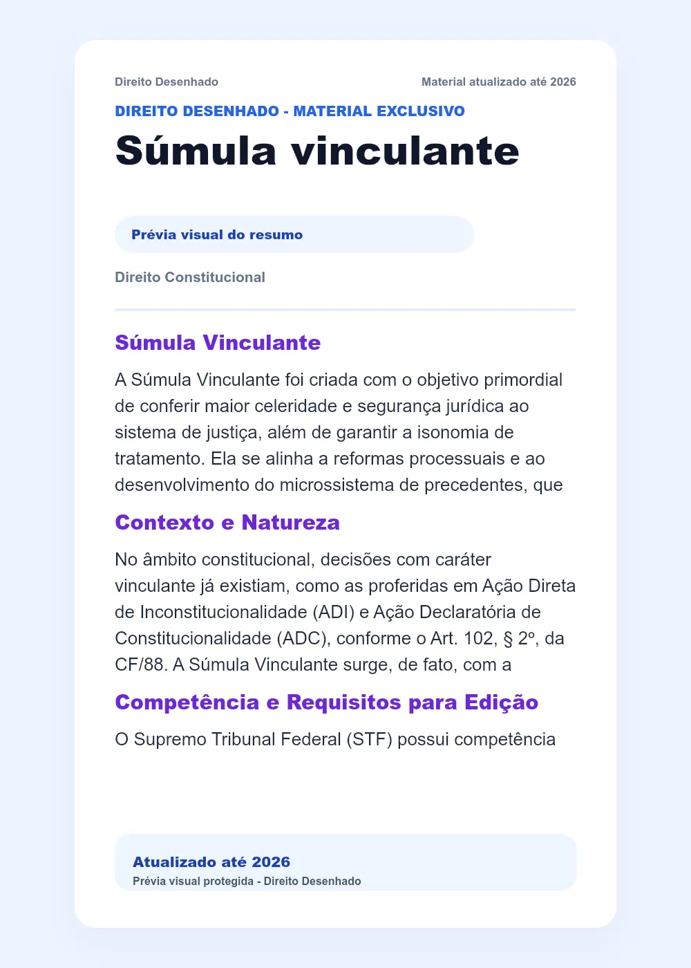 Resumos de Direito Constitucional: Súmula vinculante