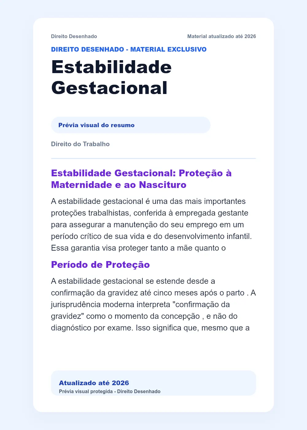 Resumos de Direito do Trabalho: Estabilidade Gestacional
