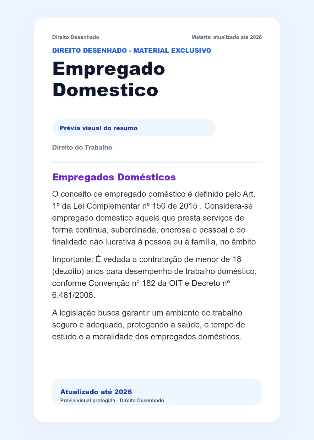Resumos de Direito do Trabalho: Empregado Domestico