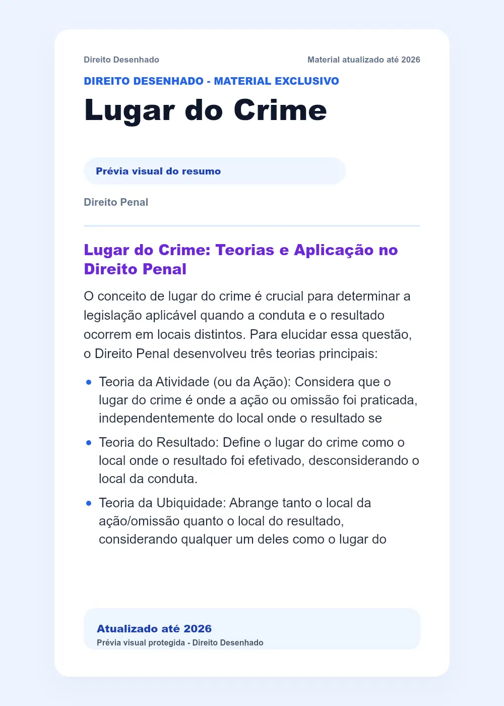 Resumos de Direito Penal: Lugar do Crime
