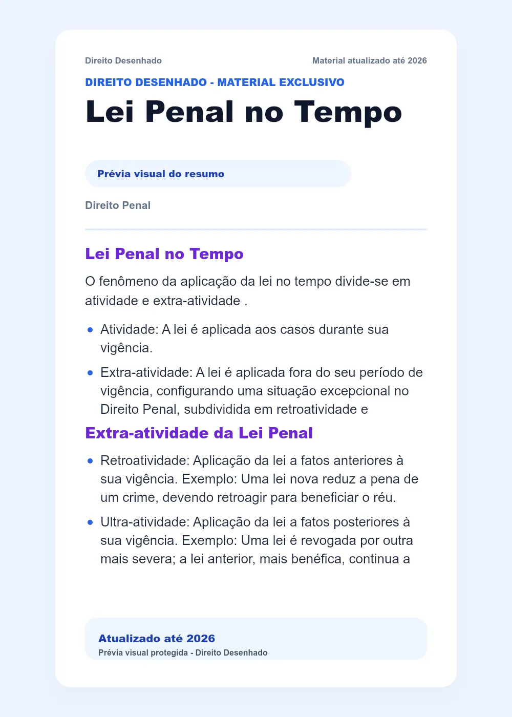 Resumos de Direito Penal: Lei Penal no Tempo