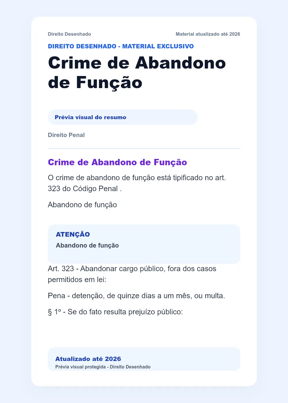 Resumos de Direito Penal: Crime de Abandono de Função