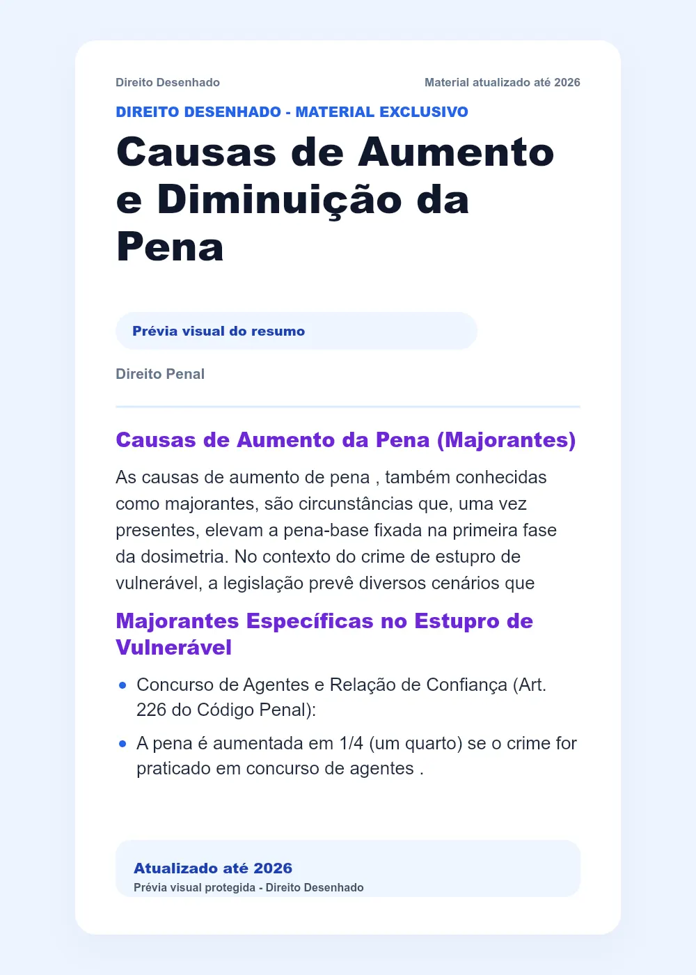 Resumos de Direito Penal: Causas de Aumento e Diminuição da Pena