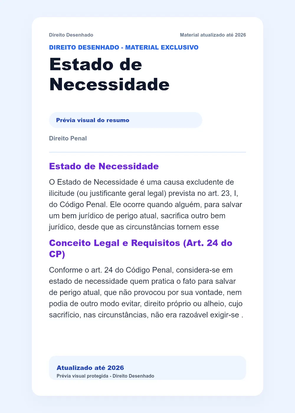 Resumos de Direito Penal: Estado de Necessidade