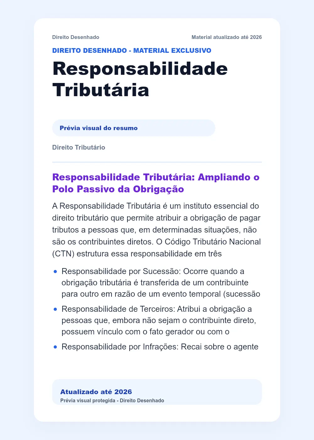 Resumos de Direito Tributário: Responsabilidade Tributária
