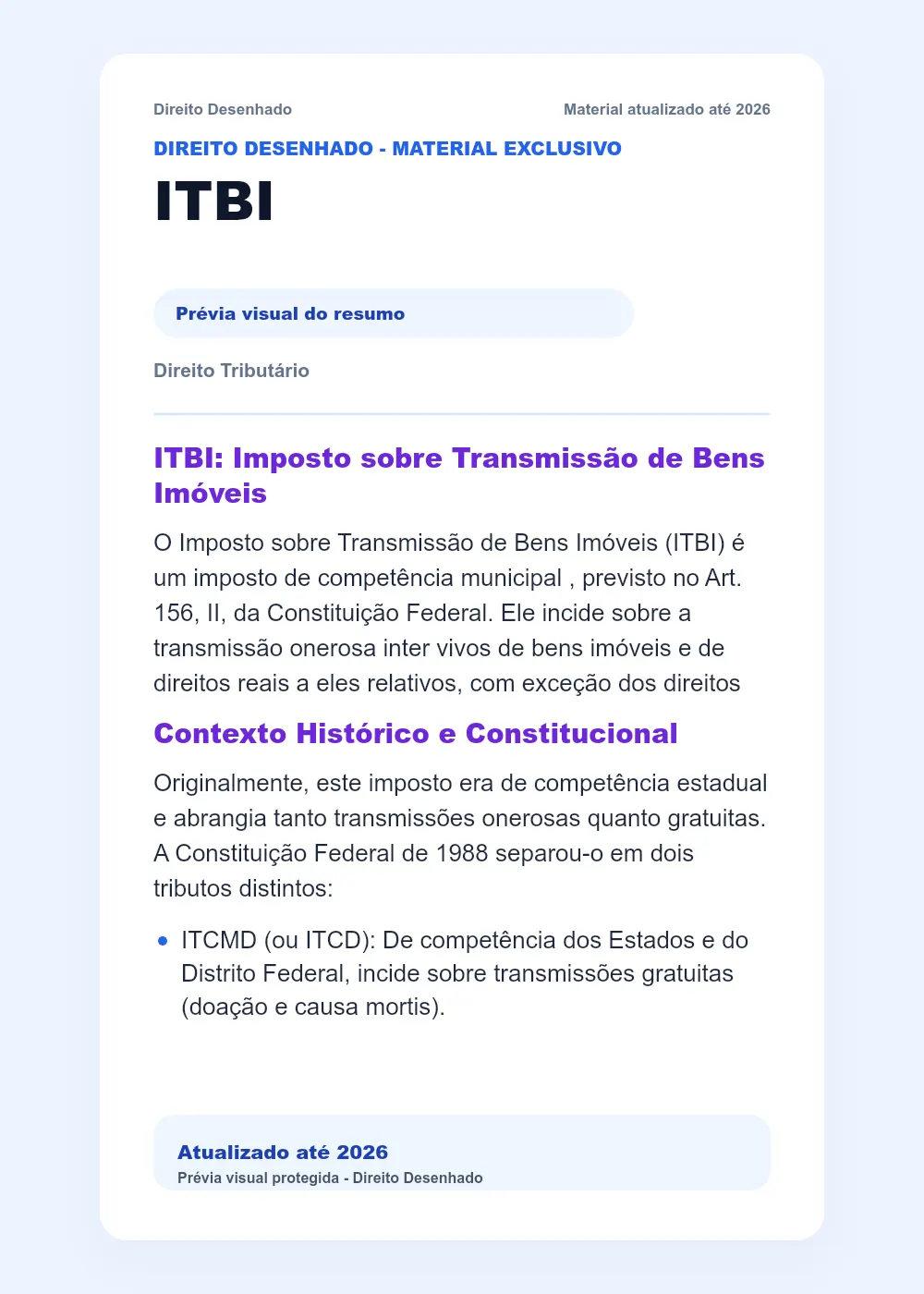 Resumos de Direito Tributário: ITBI