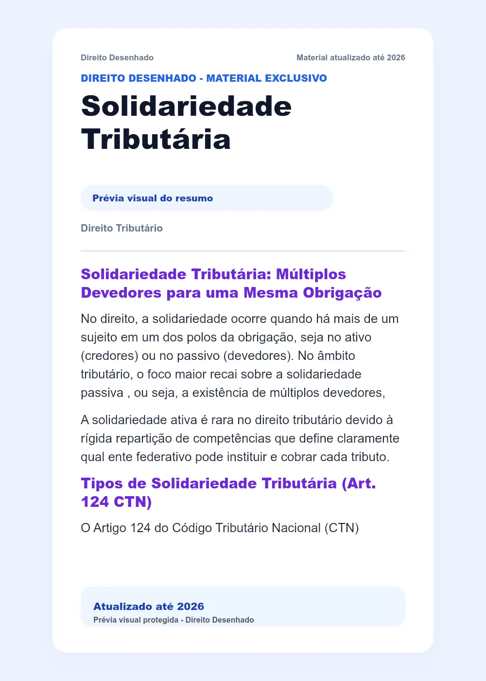 Resumos de Direito Tributário: Solidariedade Tributária
