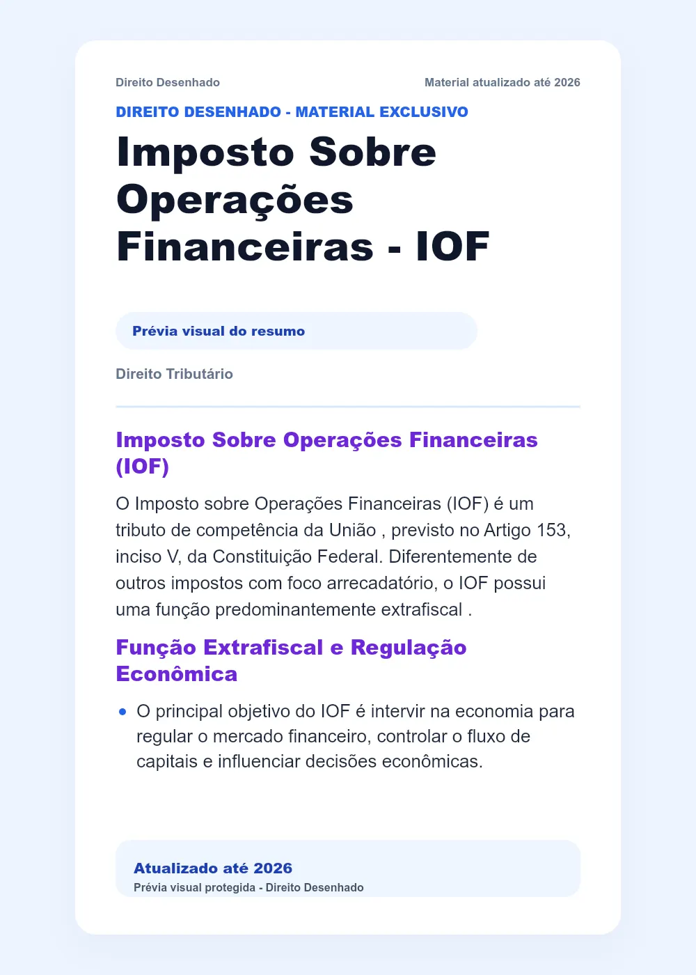Resumos de Direito Tributário: Imposto Sobre Operações Financeiras - IOF
