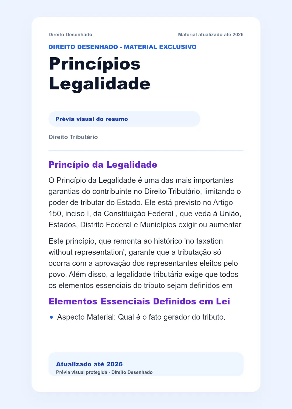 Resumos de Direito Tributário: Princípios Legalidade