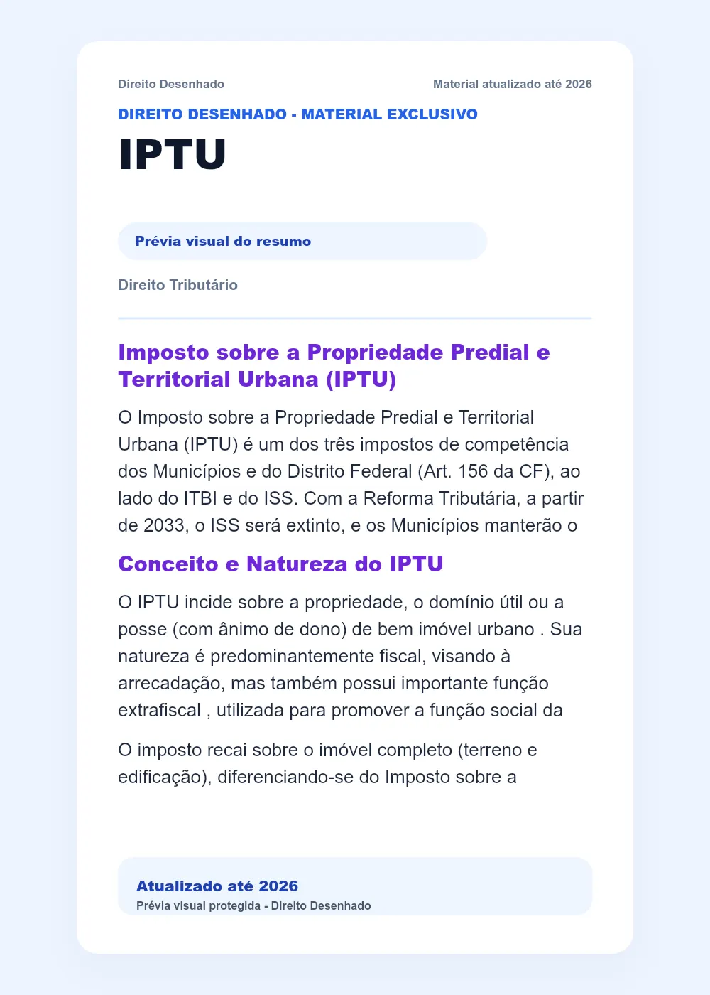 Resumos de Direito Tributário: IPTU