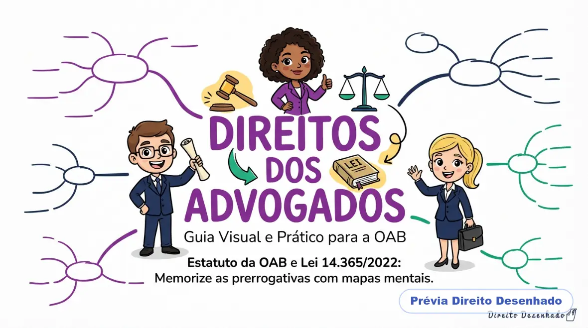 Mapas mentais de Ética - OAB: Direitos dos Advogados