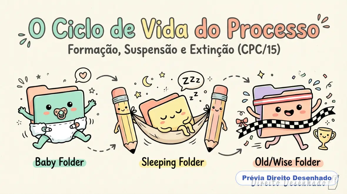 Mapas mentais de Processo Civil: Formação Suspensão e Extinção do Processo