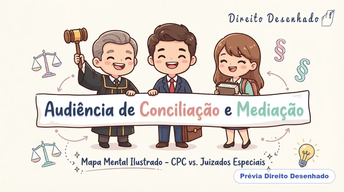 Mapas mentais de Processo Civil: Audiência de Conciliação e Mediação