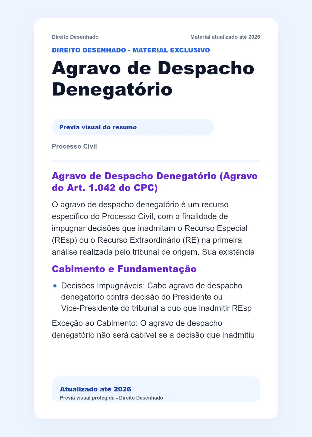 Resumos de Processo Civil: Agravo de Despacho Denegatório