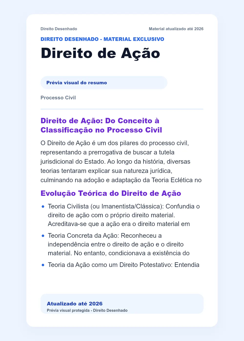 Resumos de Processo Civil: Direito de Ação