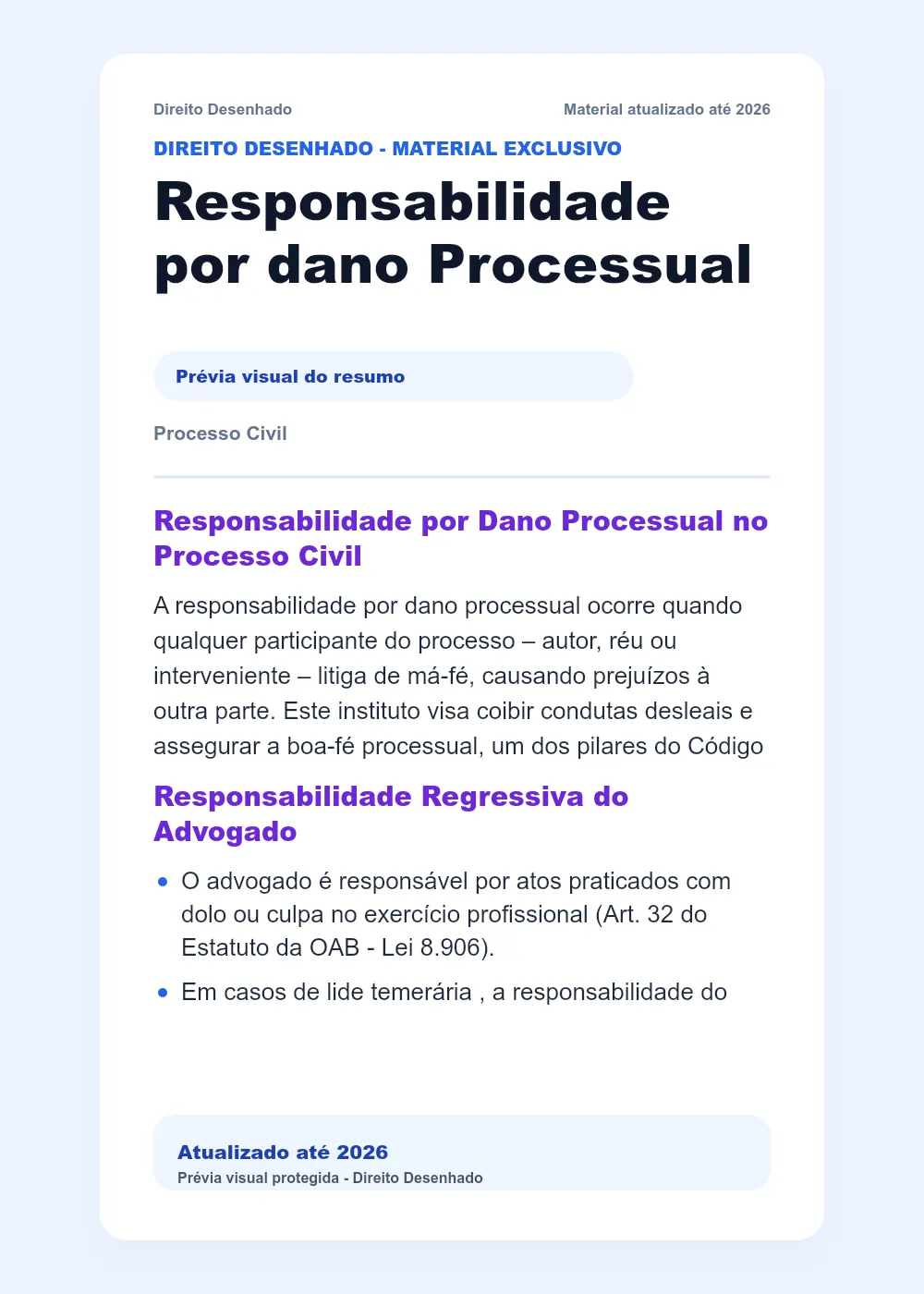 Resumos de Processo Civil: Responsabilidade por dano Processual