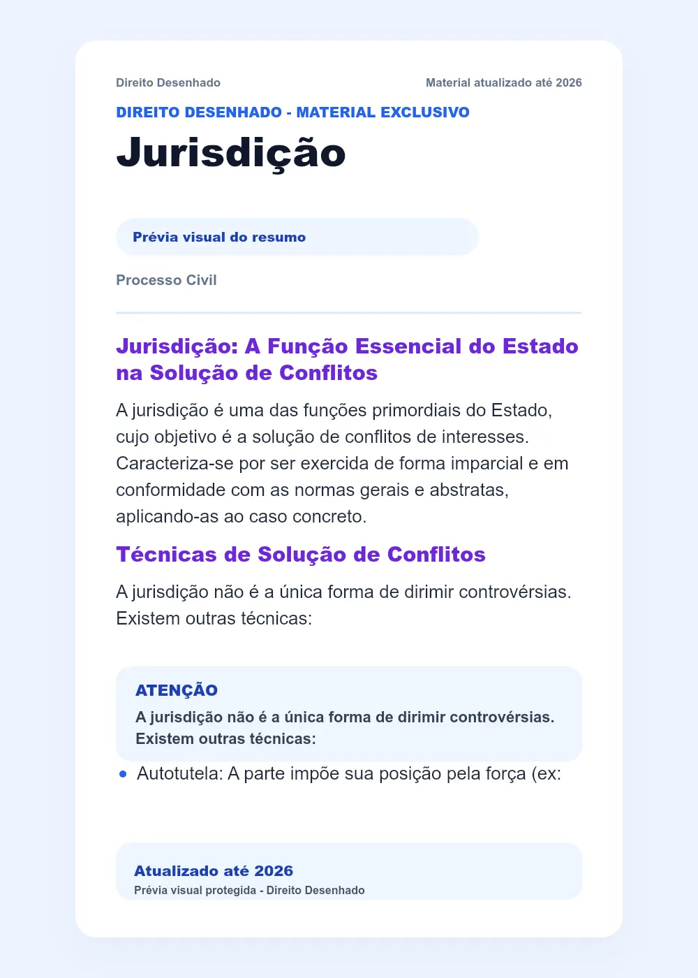Resumos de Processo Civil: Jurisdição