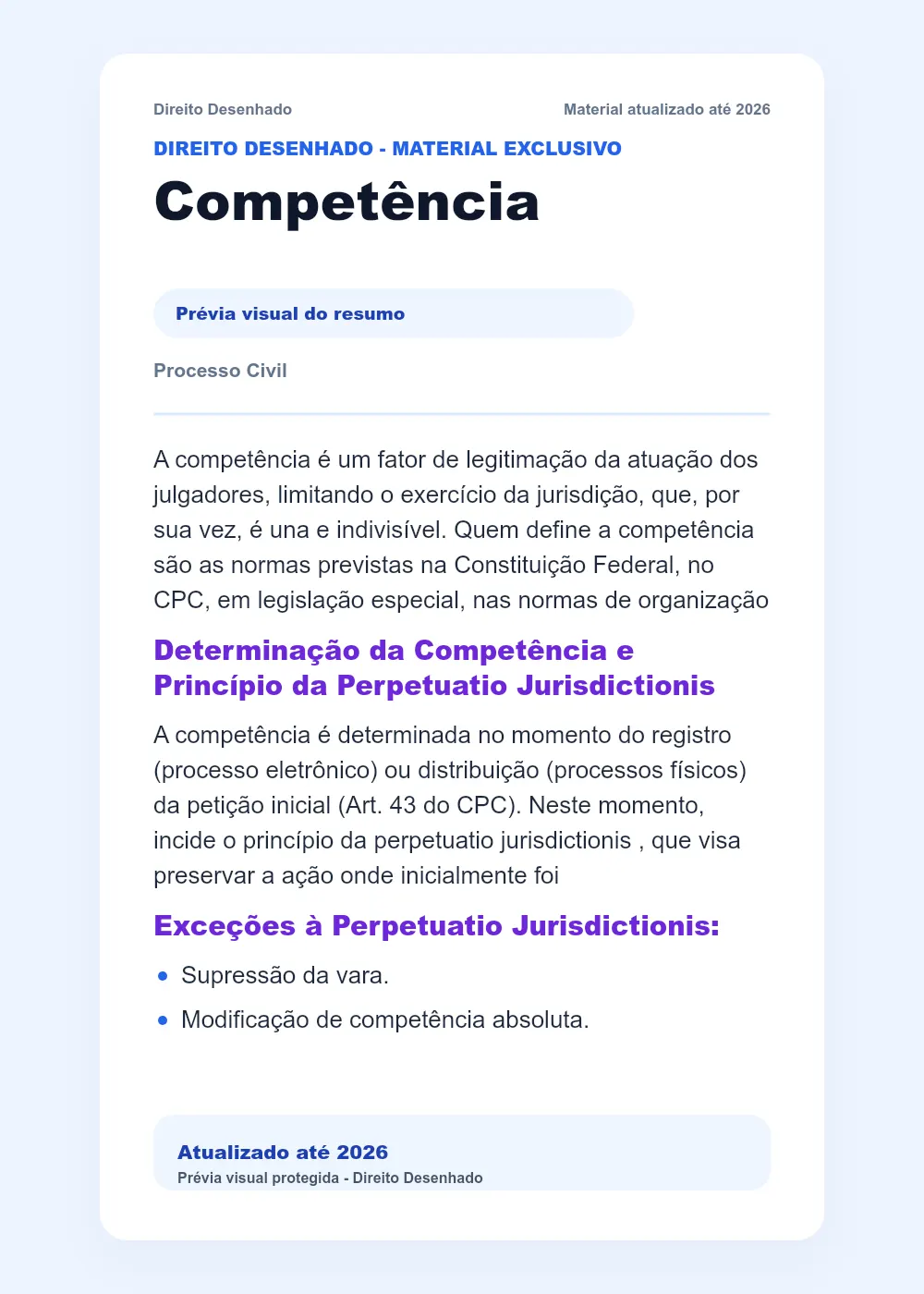 Resumos de Processo Civil: Competência