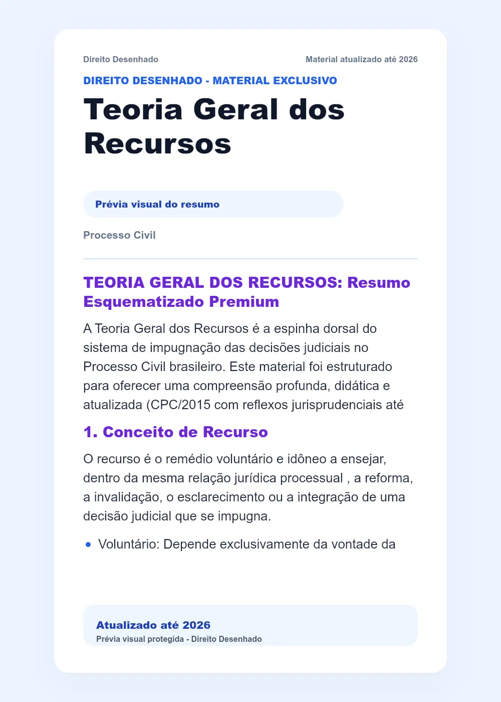 Resumos de Processo Civil: Teoria Geral dos Recursos