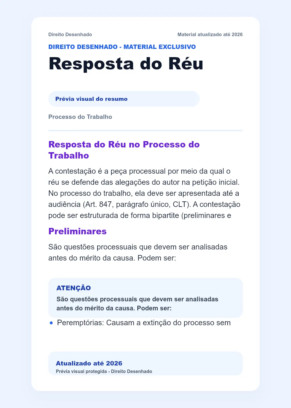 Combo de Resumos em PDF: Resposta do Réu