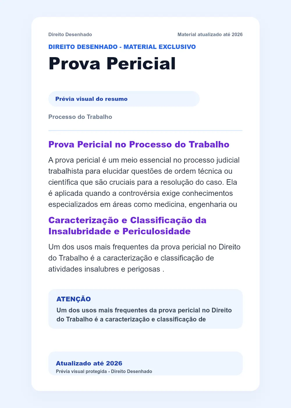 Resumos de Processo do Trabalho: Prova Pericial