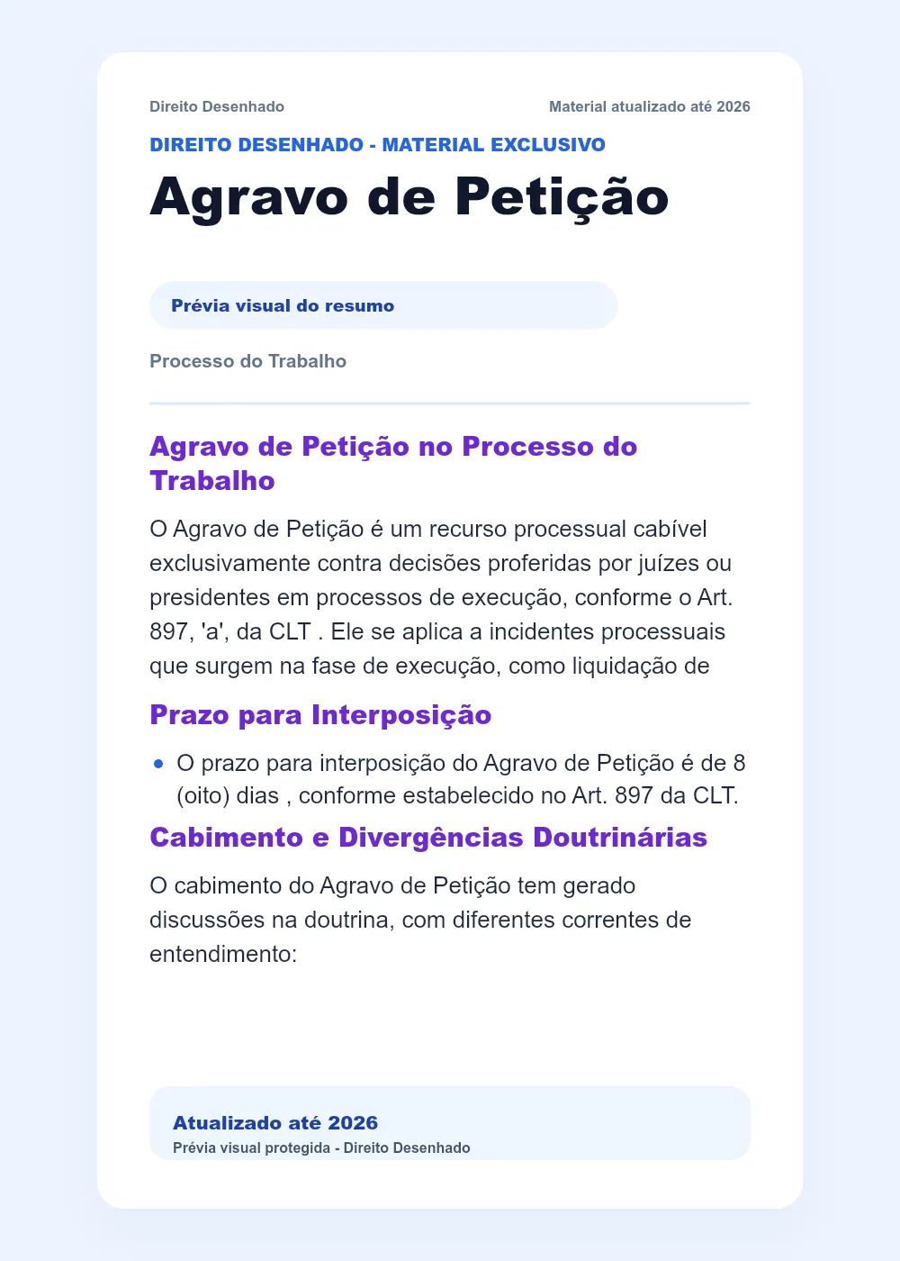 Resumos de Processo do Trabalho: Agravo de Petição