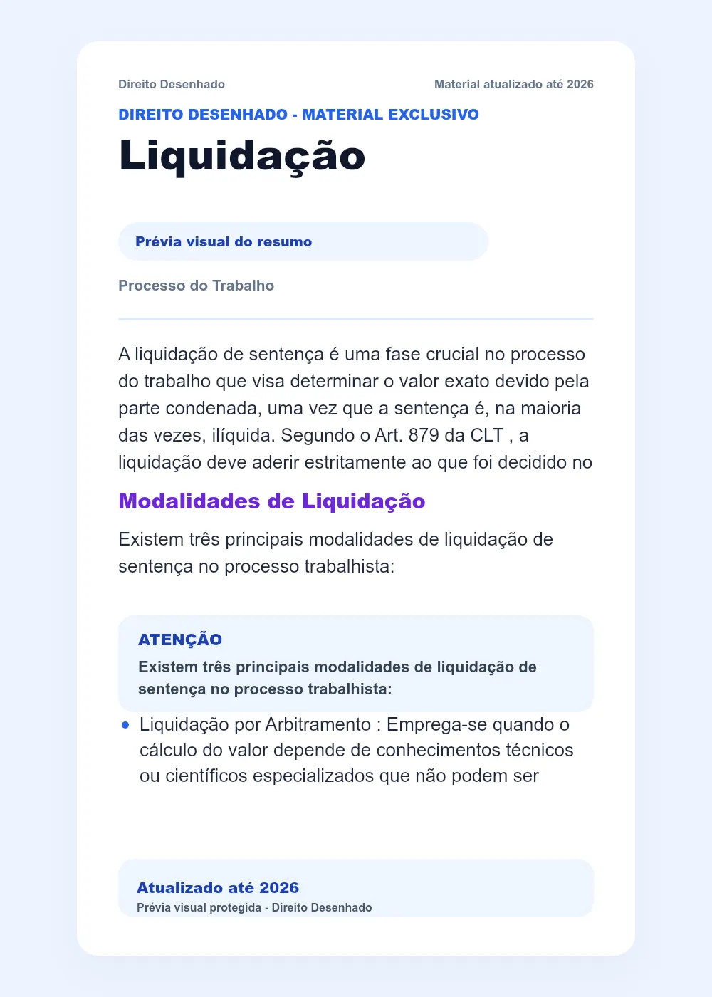Resumos de Processo do Trabalho: Liquidação