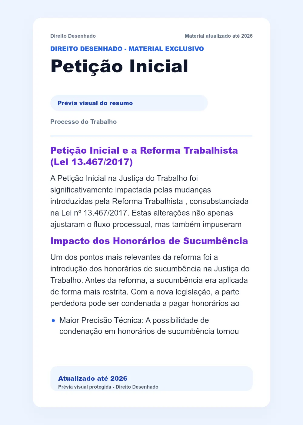 Resumos de Processo do Trabalho: Petição Inicial