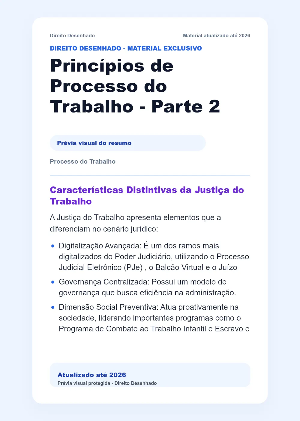 Resumos de Processo do Trabalho: Princípios de Processo do Trabalho - Parte 2