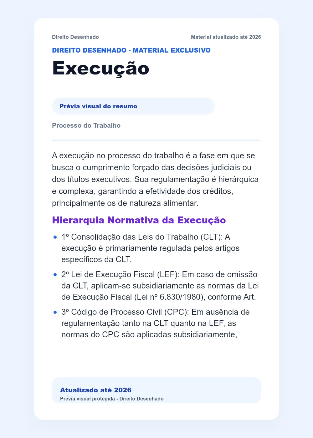 Resumos de Processo do Trabalho: Execução