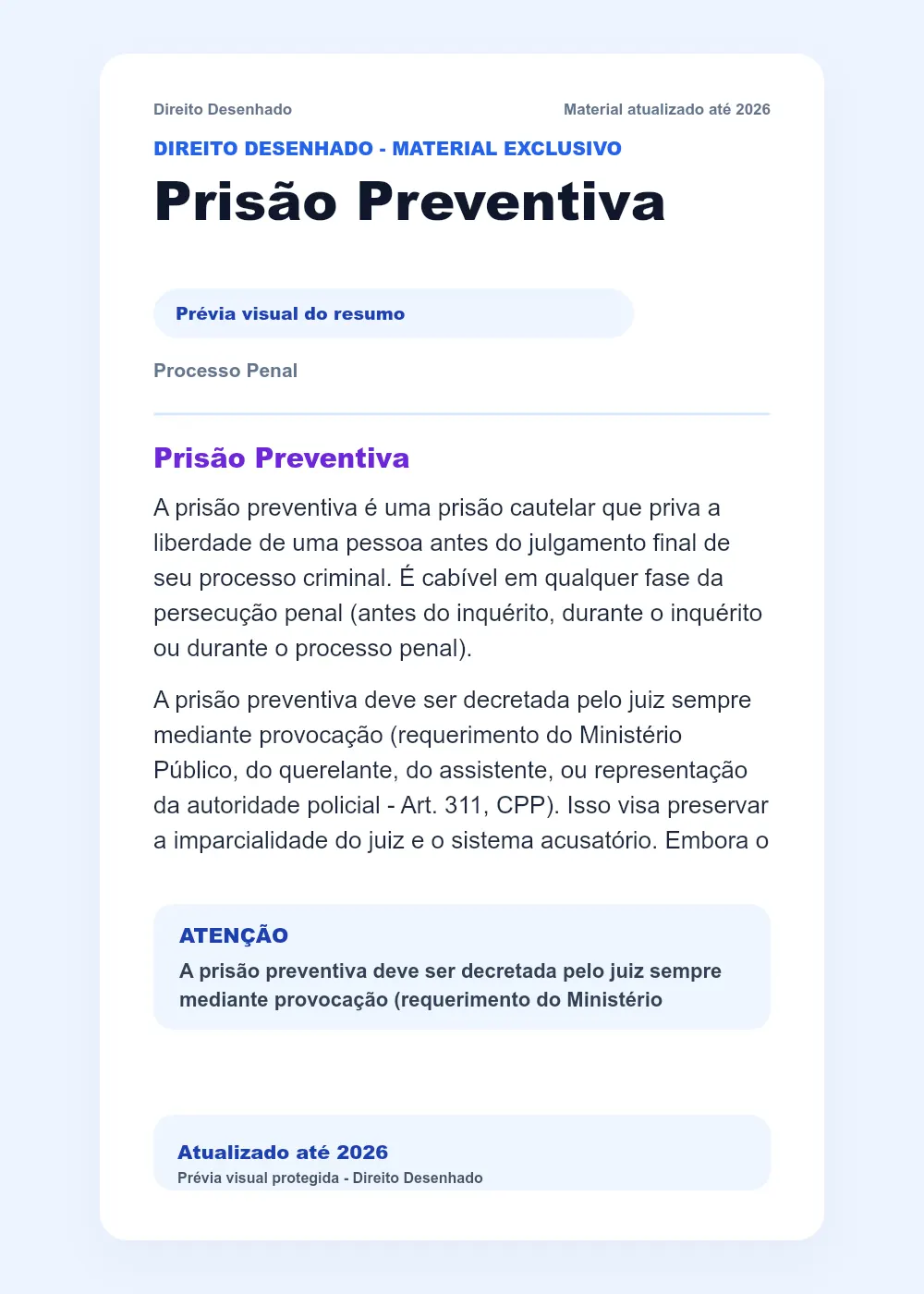 Resumos de Processo Penal: Prisão Preventiva