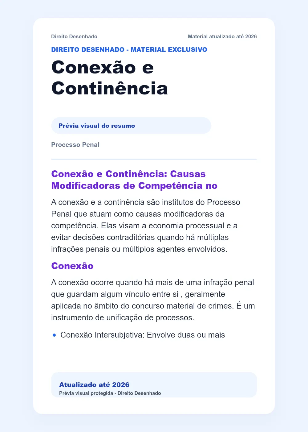Resumos de Processo Penal: Conexão e Continência