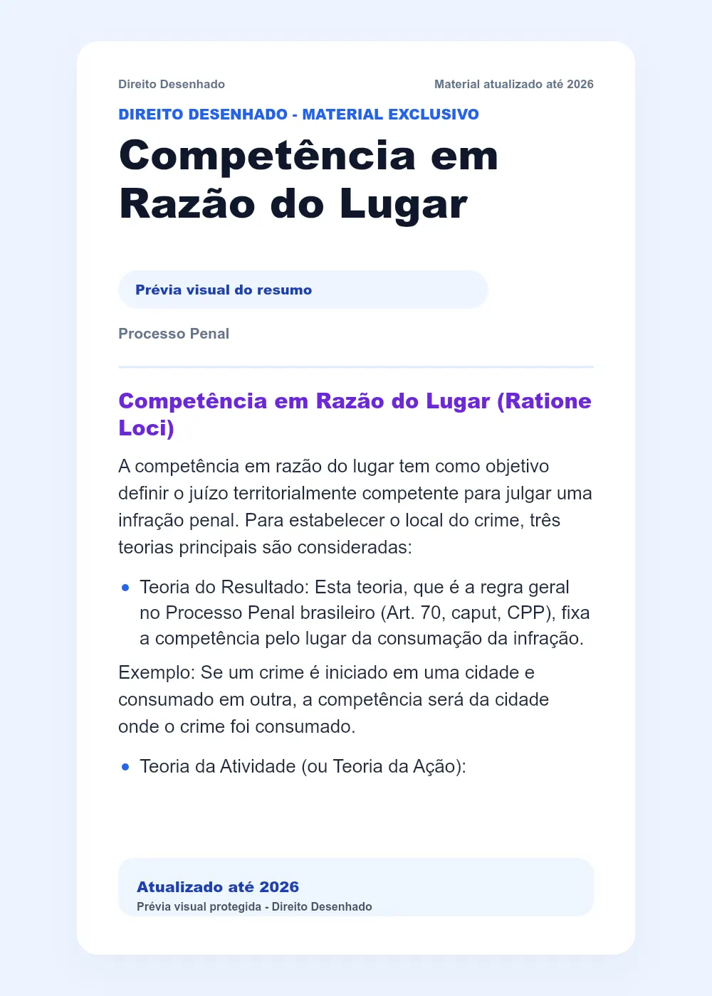 Resumos de Processo Penal: Competência em Razão do Lugar
